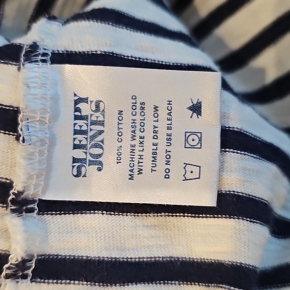 Sleepy Jones Twyla Navy & White Stripe Long Sleeve 100% Cotton Sleepshirt Small - Picture 6 of 7